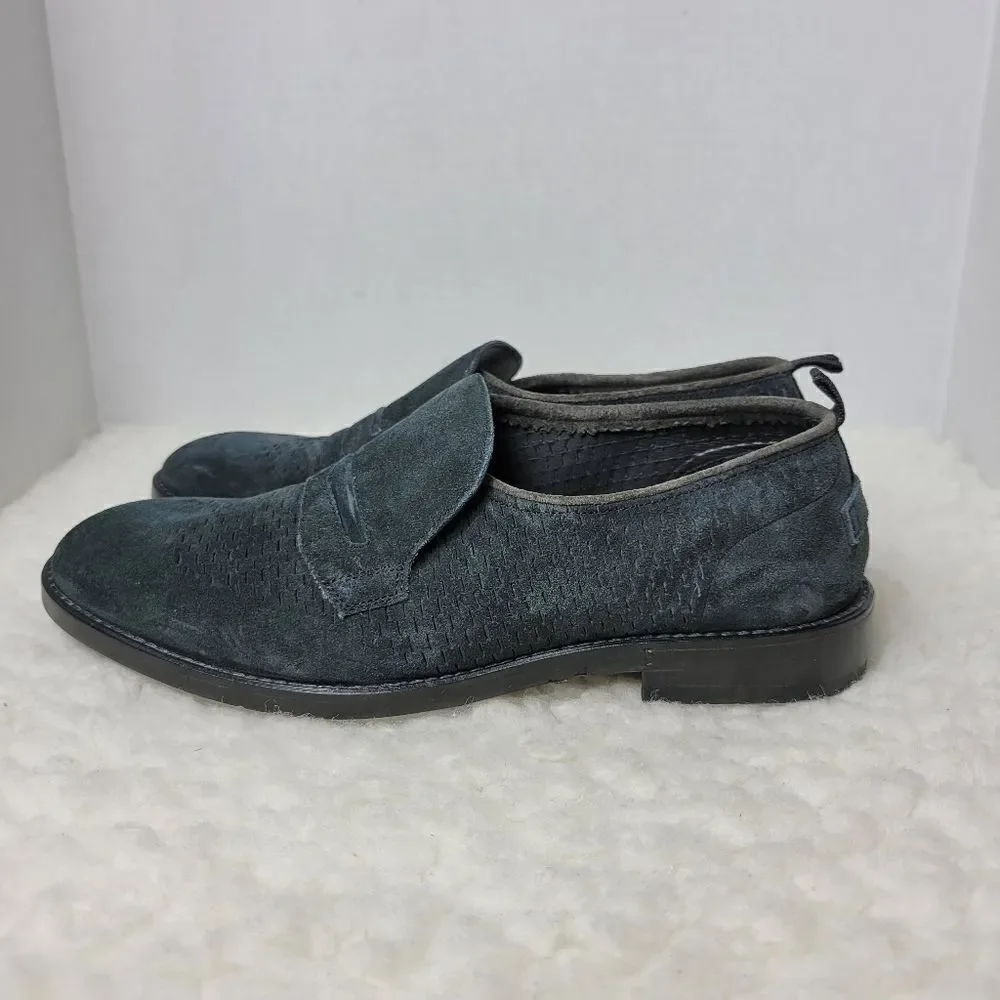 Barracuda Men's Size 7 Slip On  Blue  Peforaded Suede Penny Loafer Casual Shoes